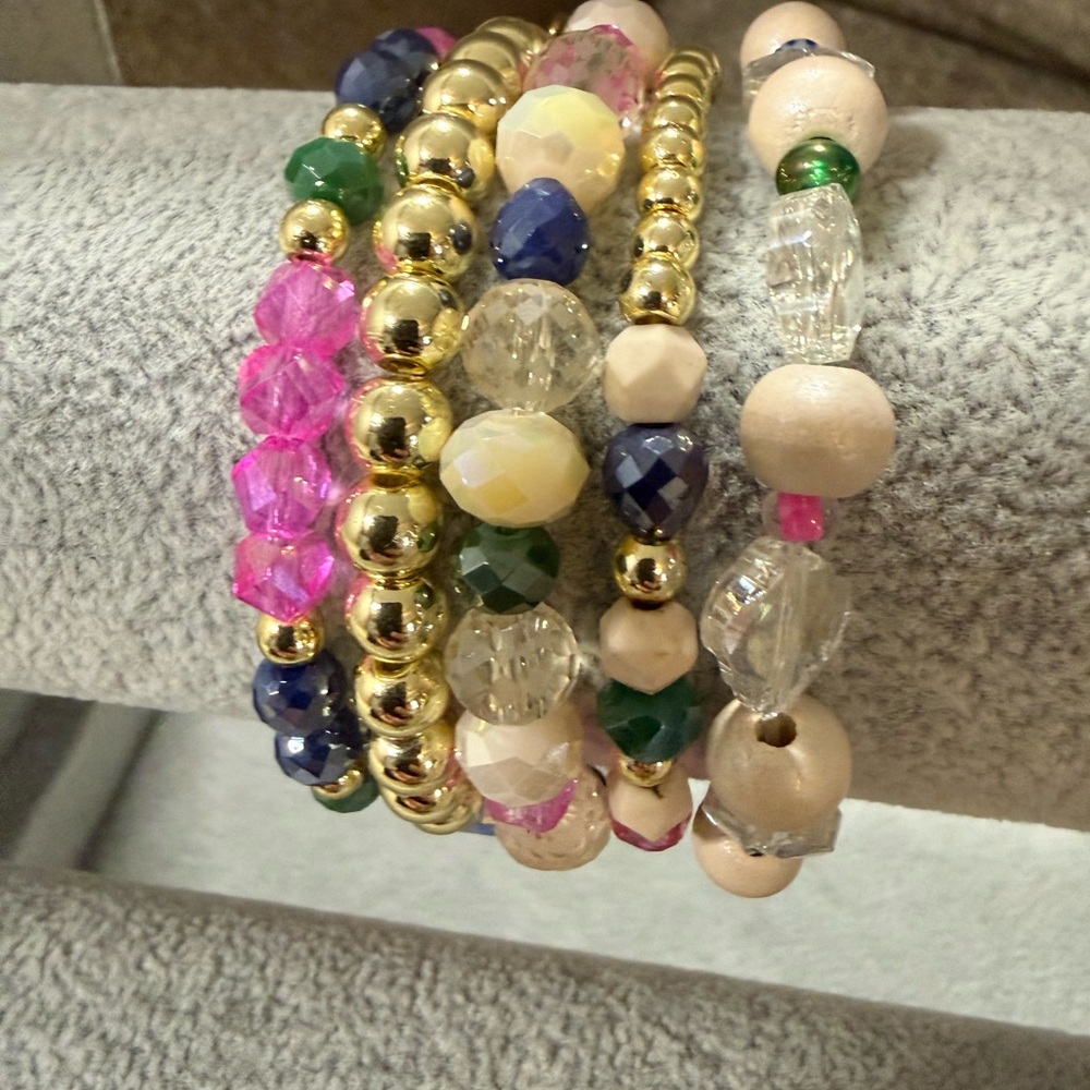 Erimish Multicolor Beaded Bracelet Stack With Gol… - image 2